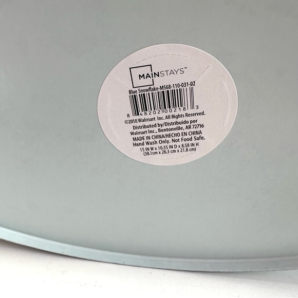 Mainstays Blue Snowflake Christmas Holiday Metal Oval Bucket With Handles - NWT - Picture 7 of 12